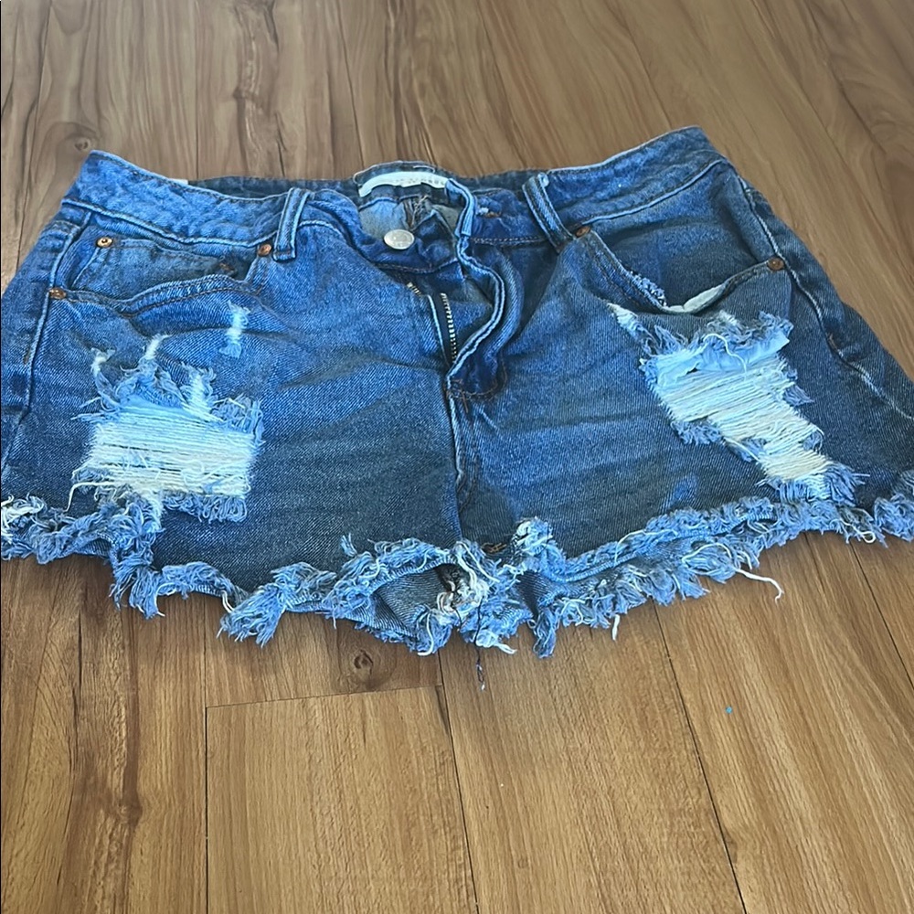 Almost Famous Blue Distressed Jean Shorts